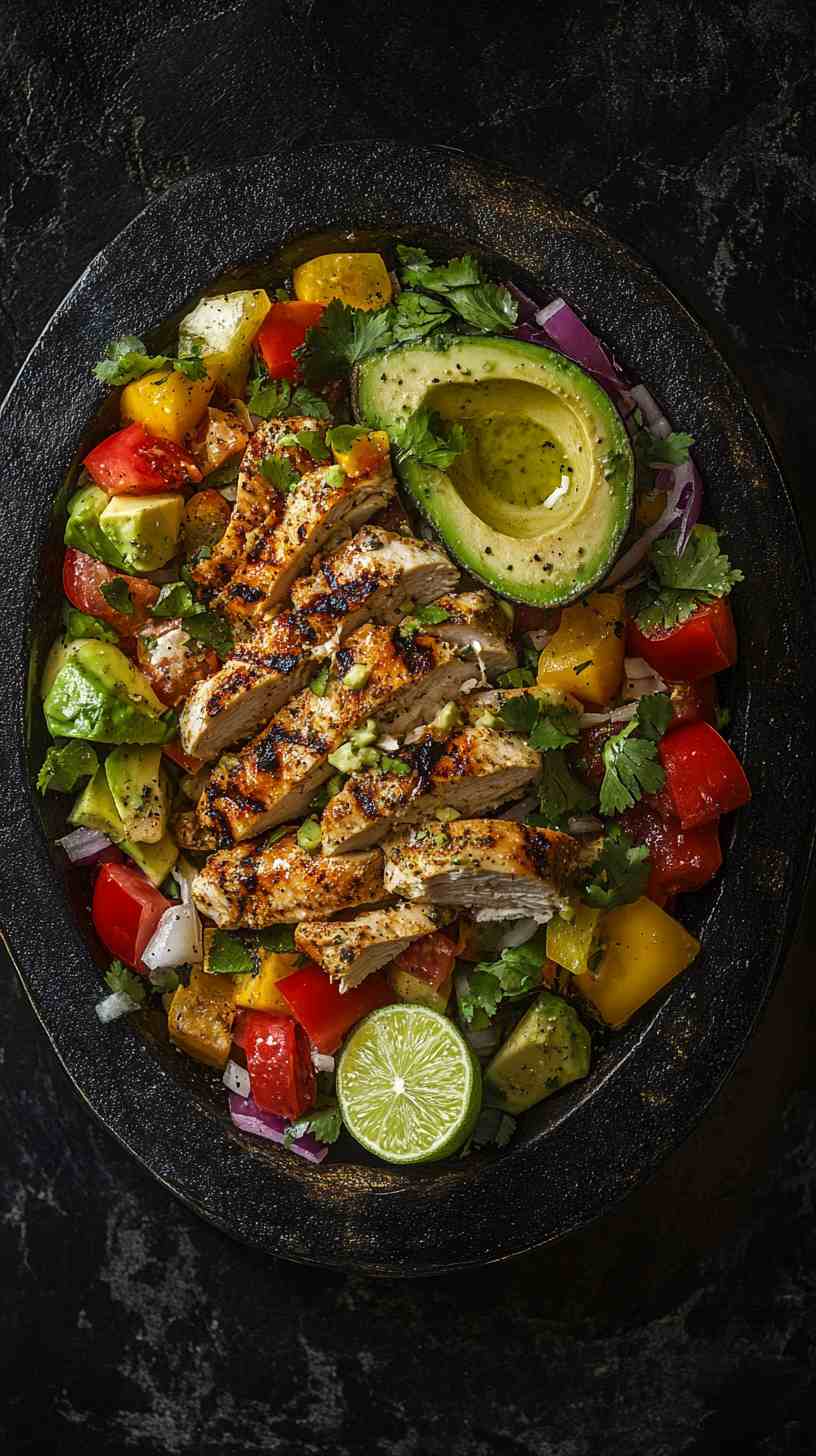 Grilled Chicken Salad with Avocado and Lime Dressing