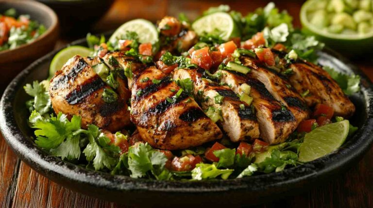 Grilled Chicken Salad with Avocado and Lime Dressing