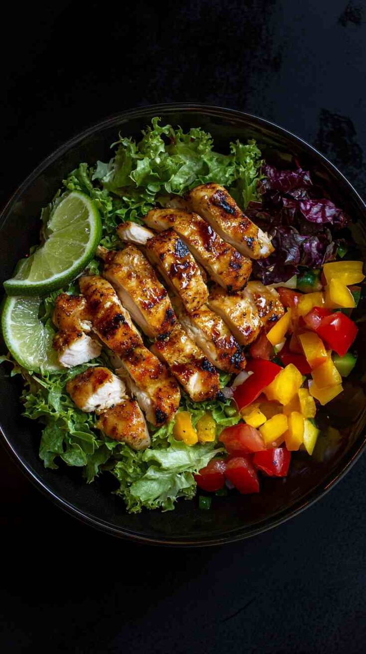 Grilled Chicken Salad with Avocado and Lime Dressing