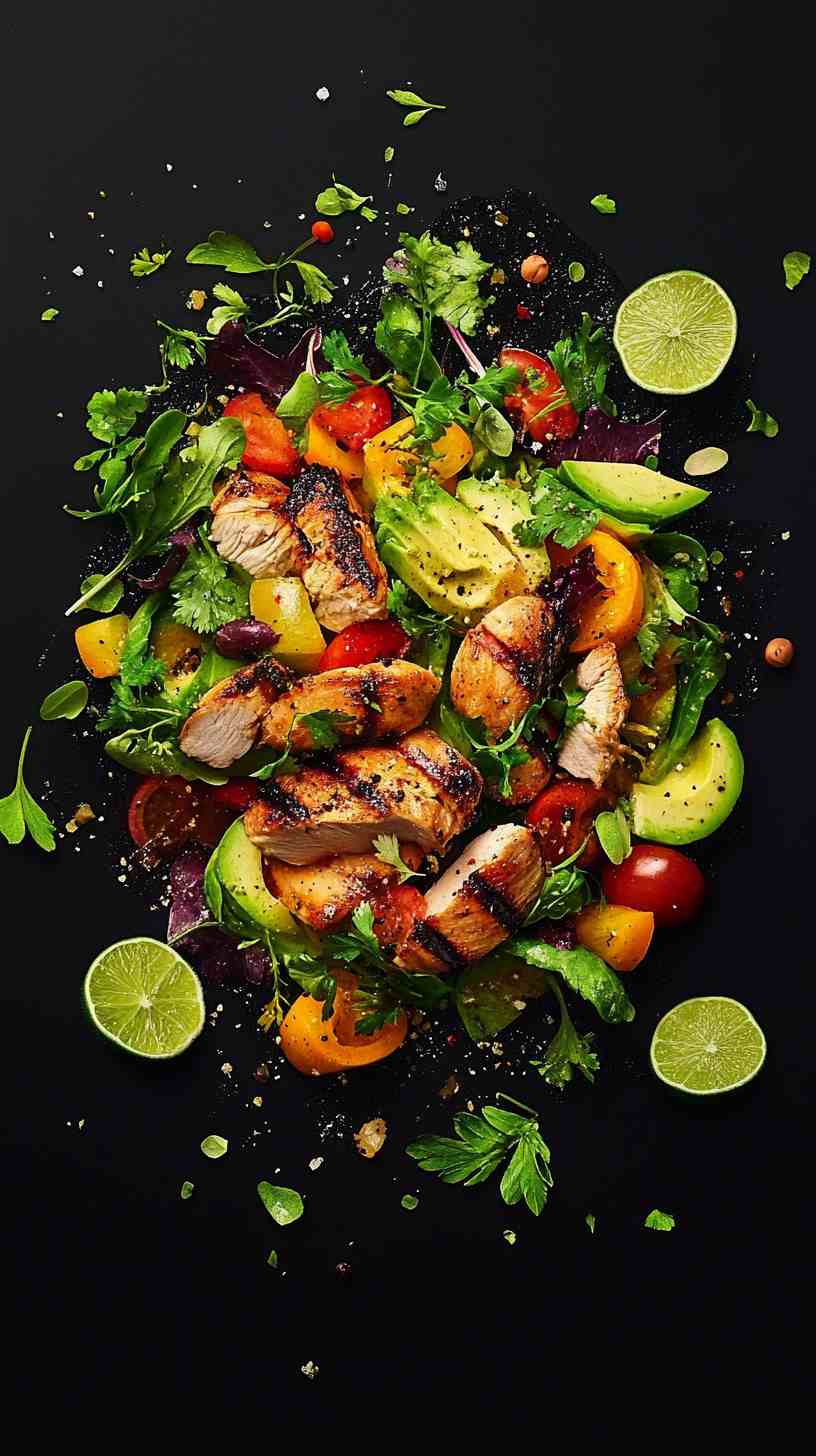 Grilled Chicken Salad with Avocado and Lime Dressing