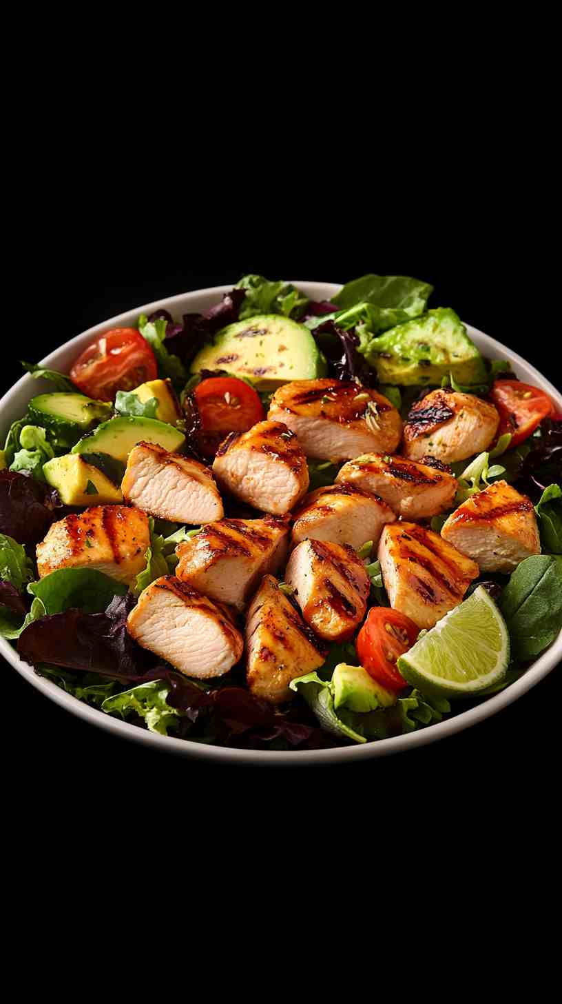 Grilled Chicken Salad with Avocado and Lime Dressing