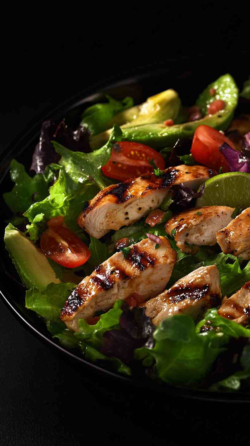 Grilled Chicken Salad with Avocado and Lime Dressing