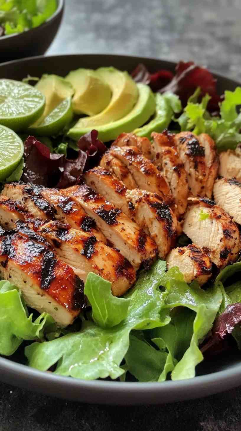 Grilled Chicken Salad with Avocado and Lime Dressing