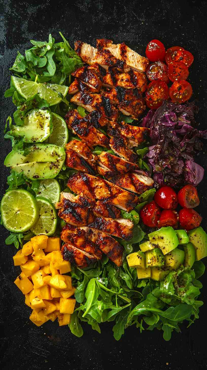 Grilled Chicken Salad with Avocado and Lime Dressing