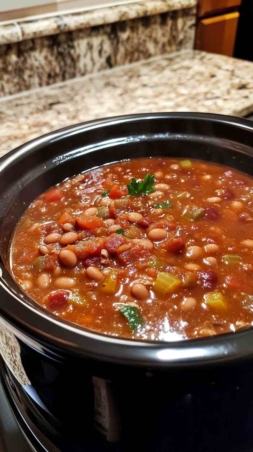 Hearty Crock Pot Bean and Ham Soup
