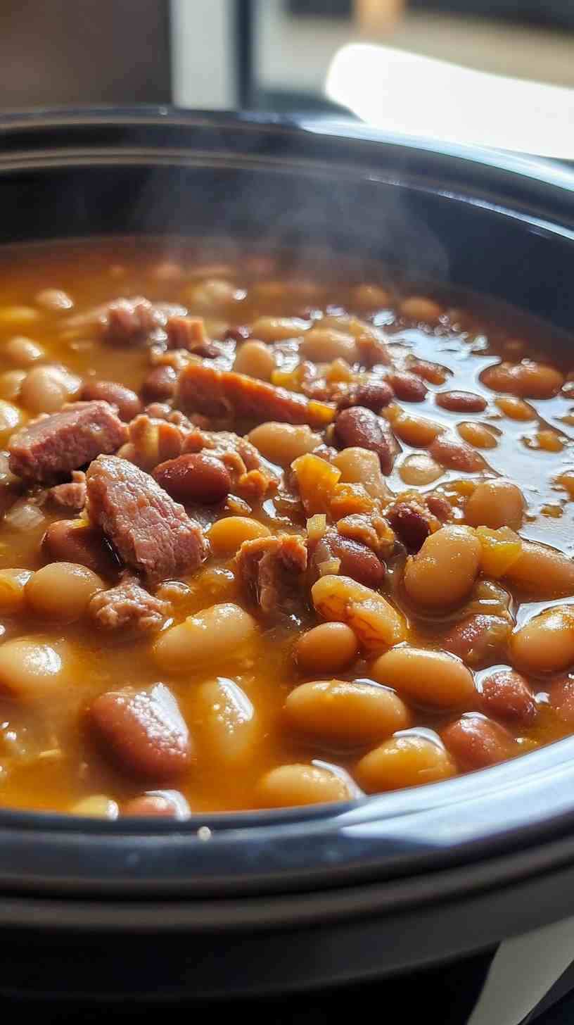Hearty Crock Pot Bean and Ham Soup
