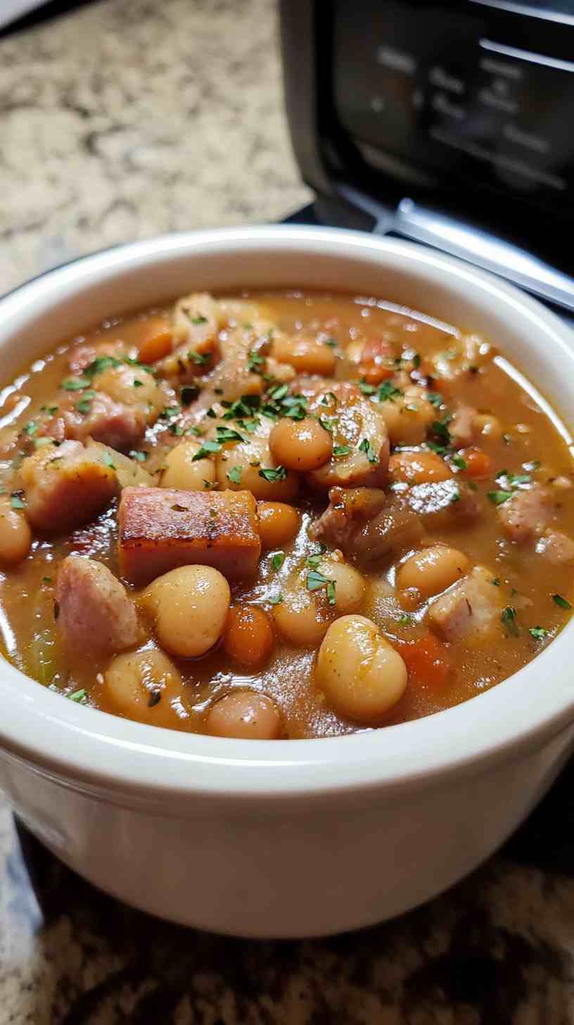 Hearty Crock Pot Bean and Ham Soup