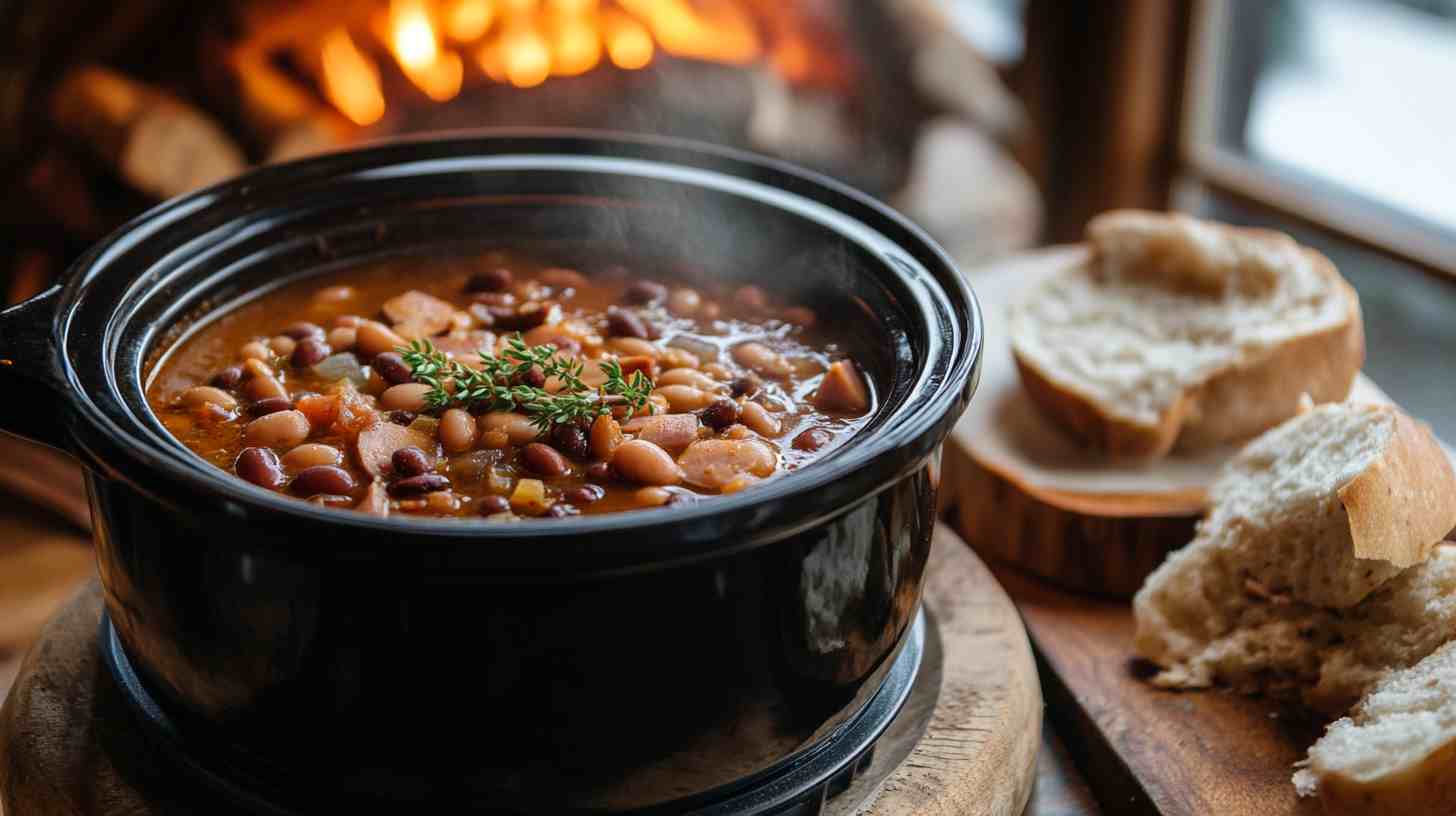 Hearty Crock Pot Bean and Ham Soup