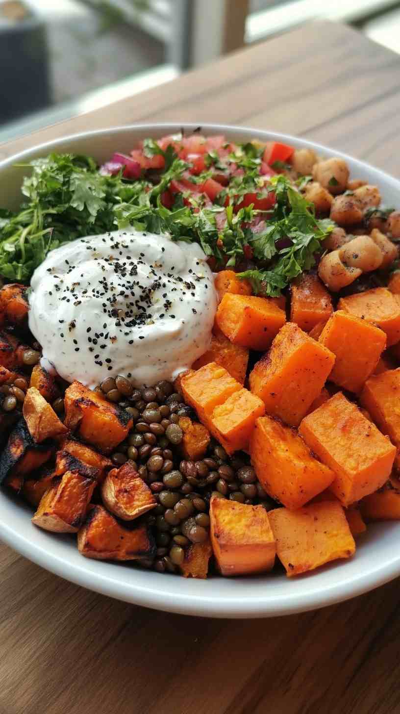 Lentil & Roasted Veggie Power Bowl Gym Meal