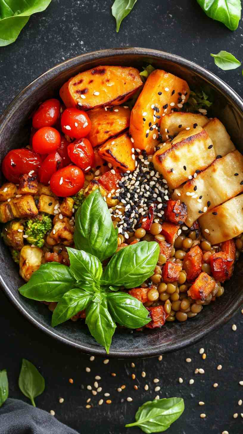 Lentil & Roasted Veggie Power Bowl Gym Meal