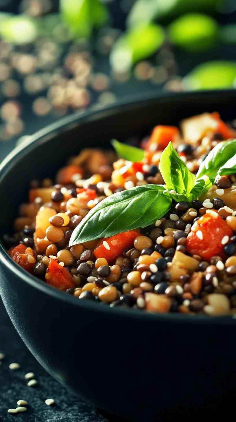 Lentil & Roasted Veggie Power Bowl Gym Meal