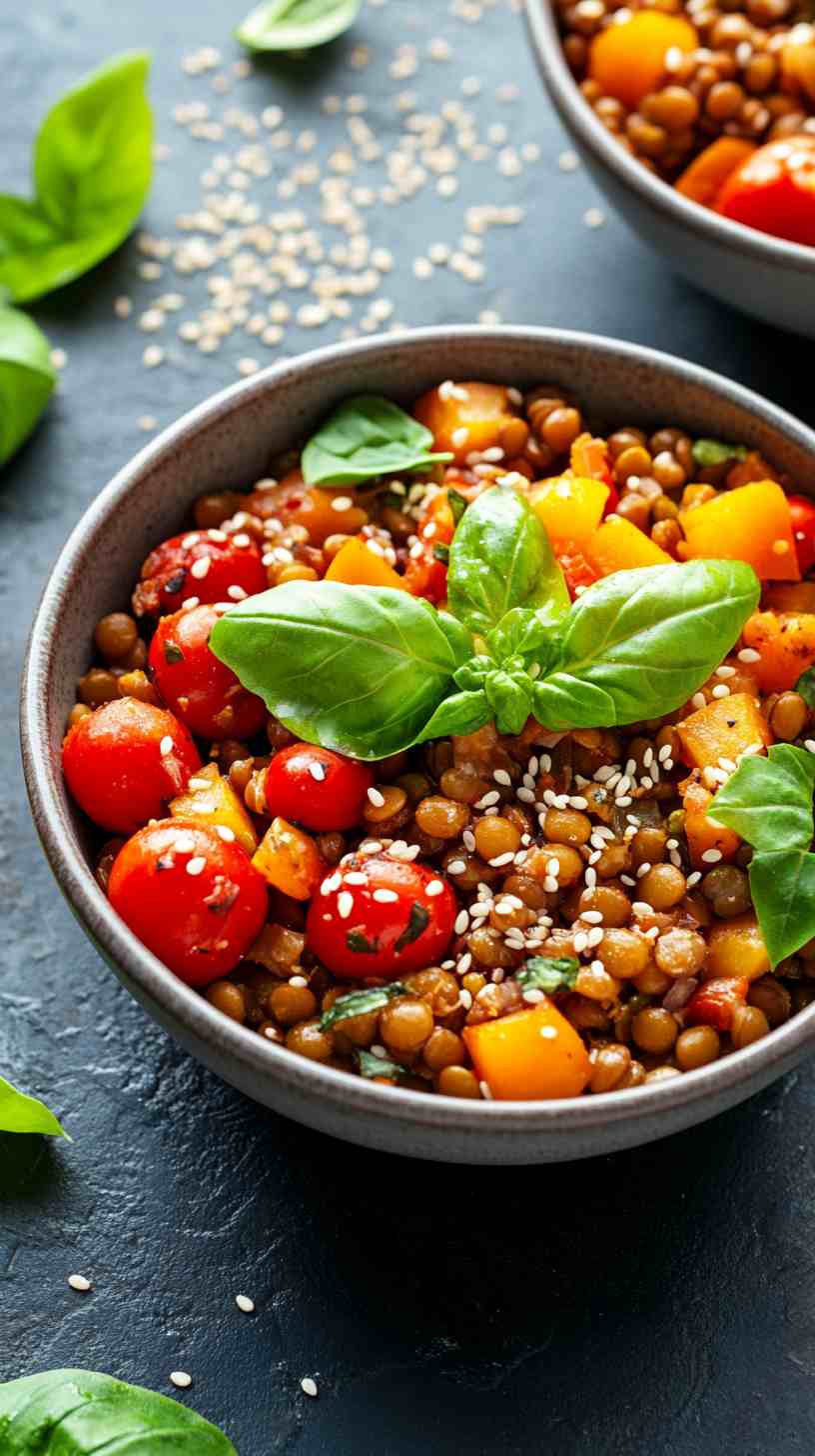 Lentil & Roasted Veggie Power Bowl Gym Meal