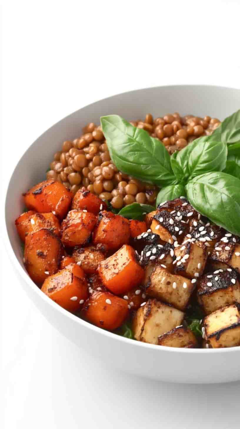 Lentil & Roasted Veggie Power Bowl Gym Meal
