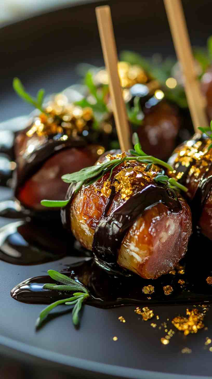Prosciutto-Wrapped Dates with Chocolate Drizzle
