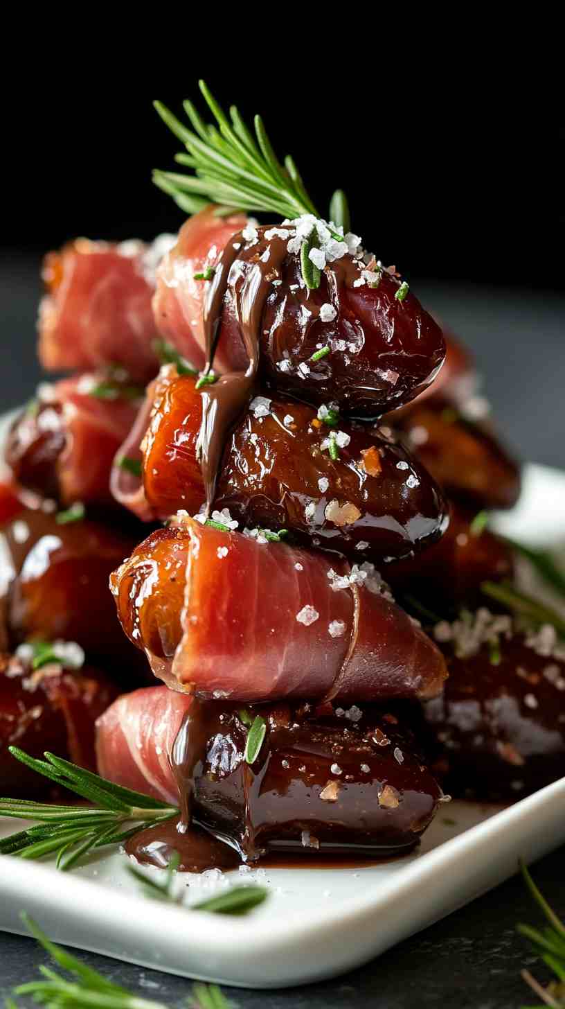 Prosciutto-Wrapped Dates with Chocolate Drizzle
