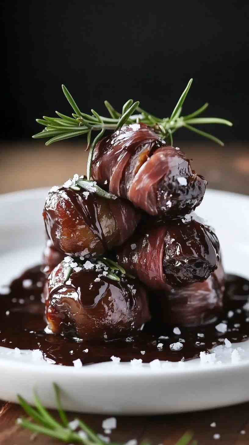 Prosciutto-Wrapped Dates with Chocolate Drizzle