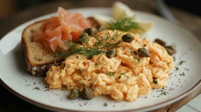 Scrambled Eggs with Smoked Salmon & Whole Wheat Toast