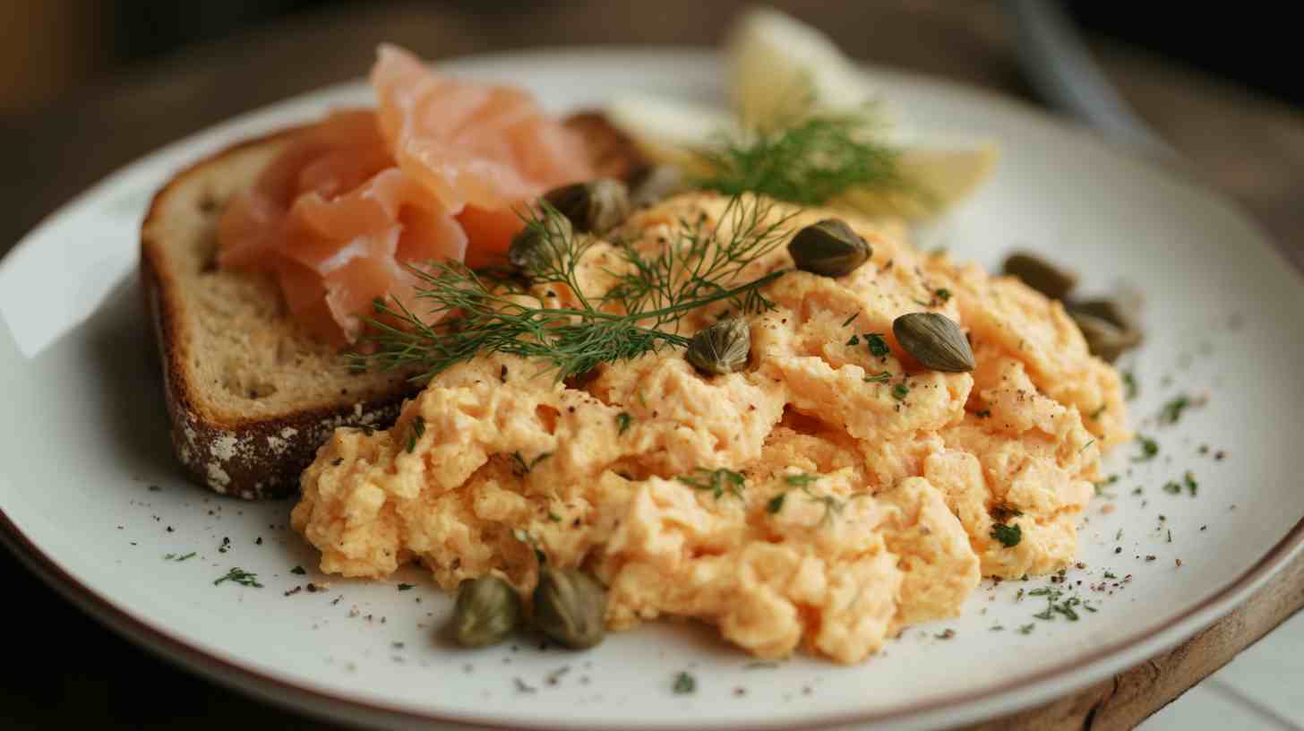 Scrambled Eggs with Smoked Salmon & Whole Wheat Toast