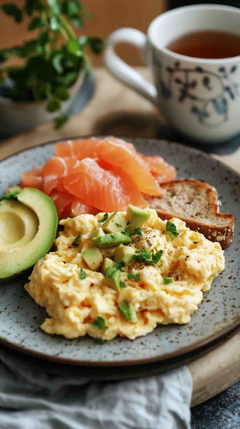 Scrambled Eggs with Smoked Salmon & Whole Wheat Toast