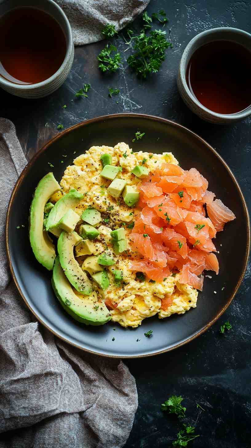 Scrambled Eggs with Smoked Salmon & Whole Wheat Toast