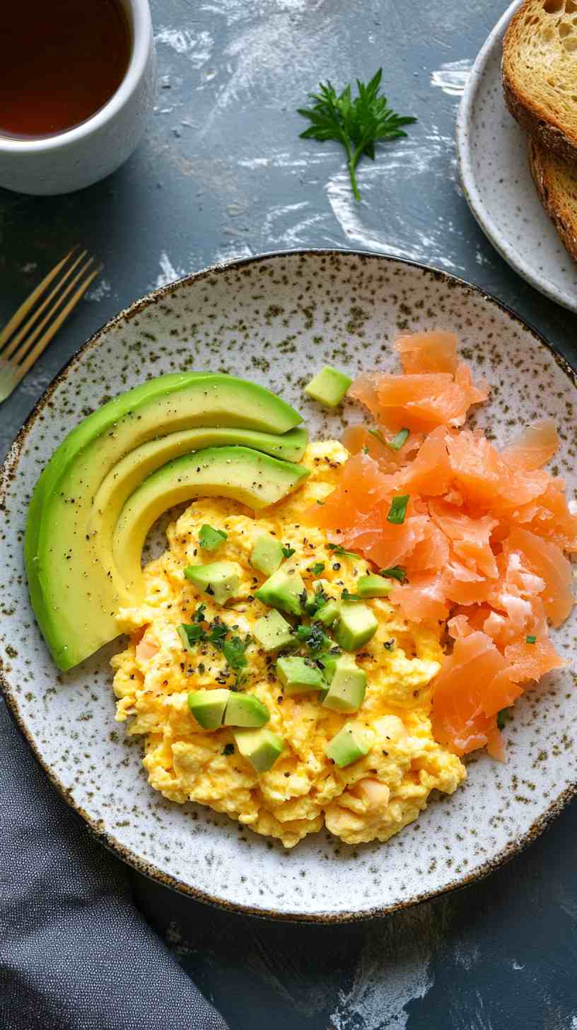 Scrambled Eggs with Smoked Salmon & Whole Wheat Toast