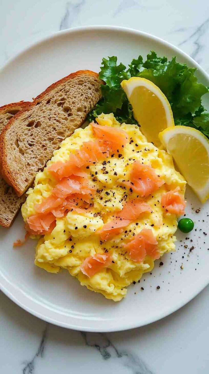 Scrambled Eggs with Smoked Salmon & Whole Wheat Toast
