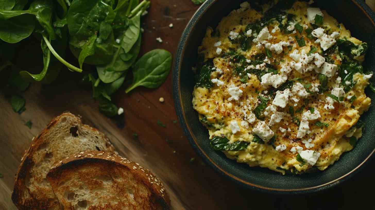Scrambled Eggs with Spinach and Feta