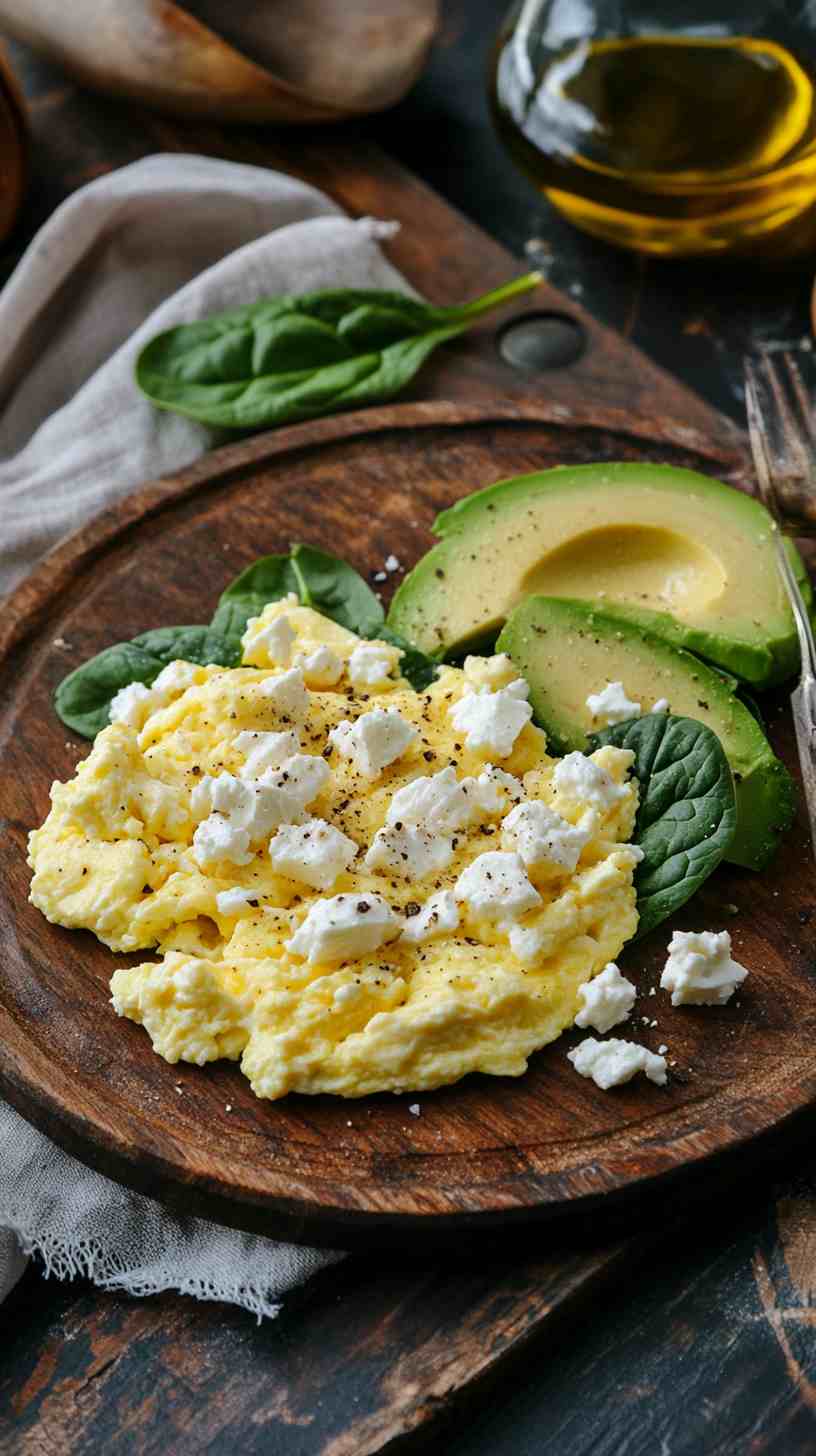 Scrambled Eggs with Spinach and Feta