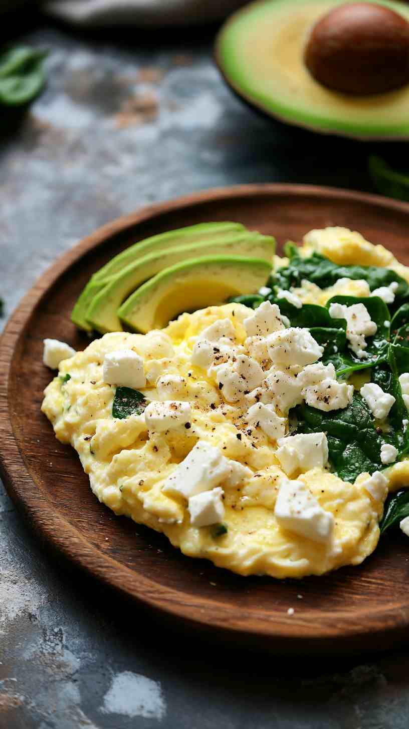 Scrambled Eggs with Spinach and Feta