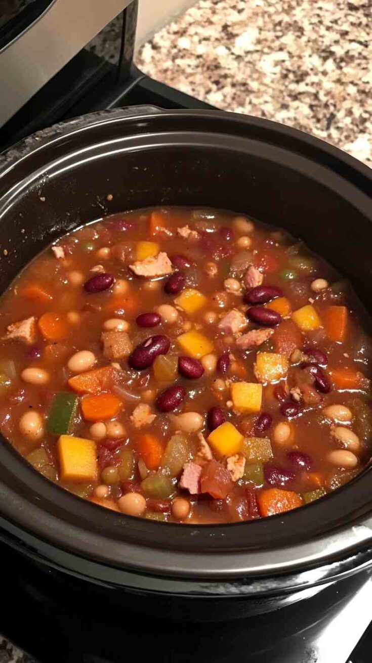 Simple Ham and Bean Soup in the Crock Pot