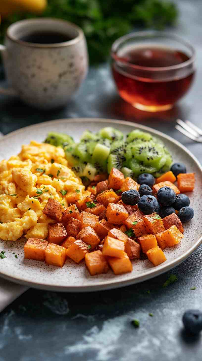 Sweet Potato Hash with Scrambled Eggs