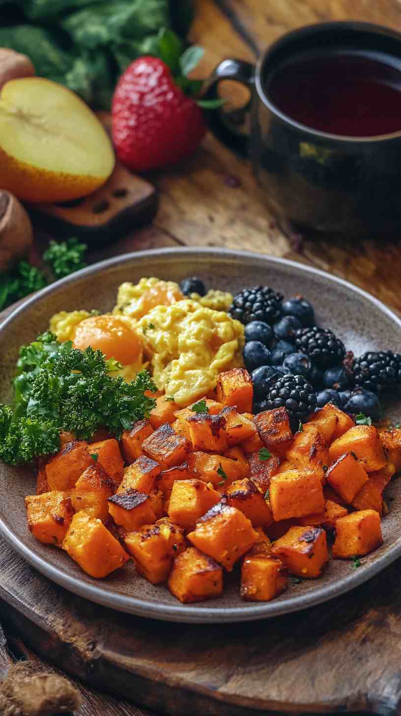 Sweet Potato Hash with Scrambled Eggs