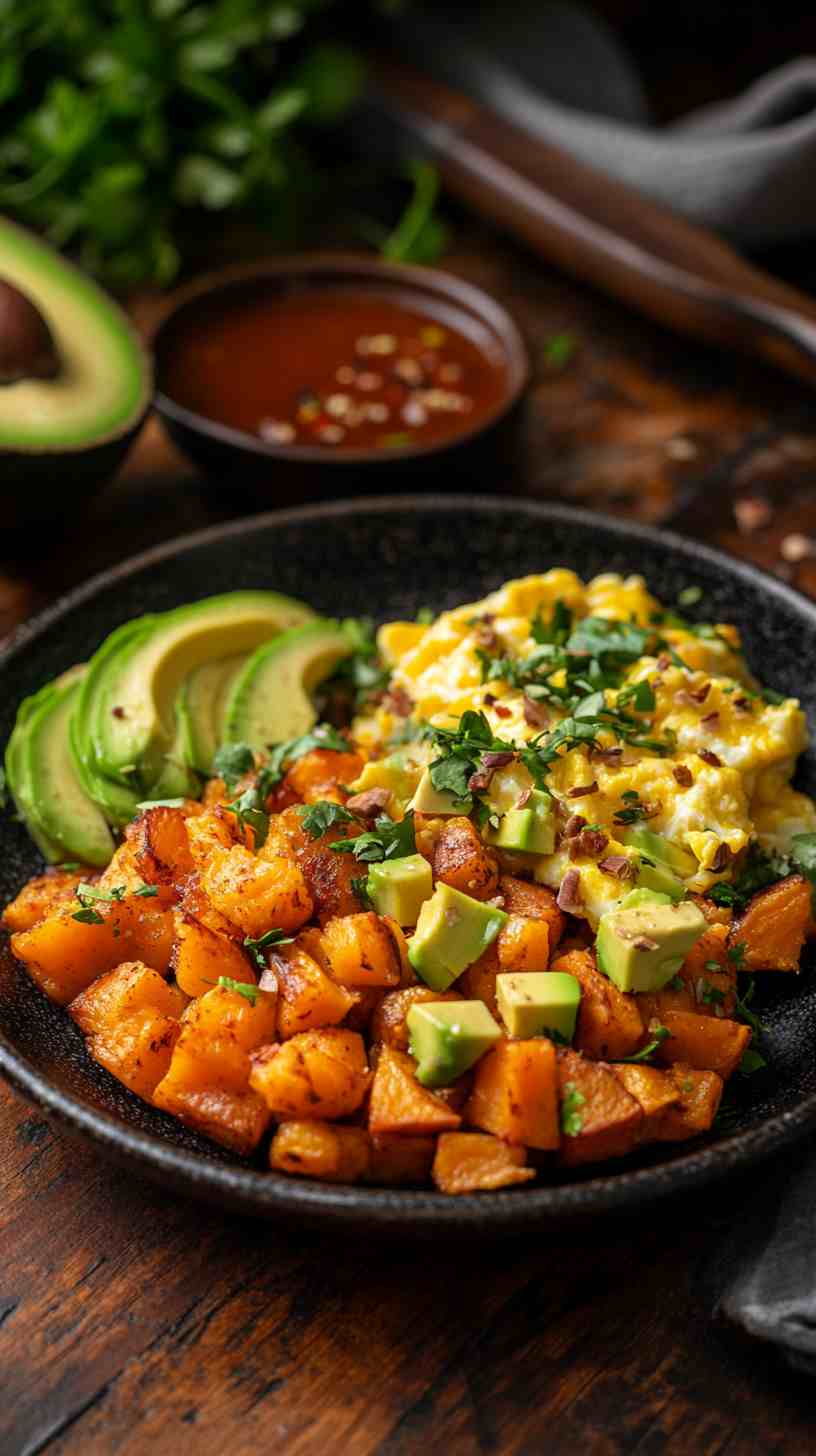 Sweet Potato Hash with Scrambled Eggs