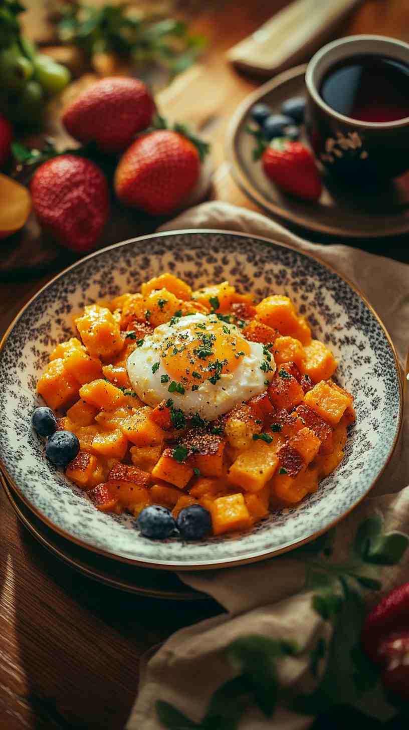 Sweet Potato Hash with Scrambled Eggs