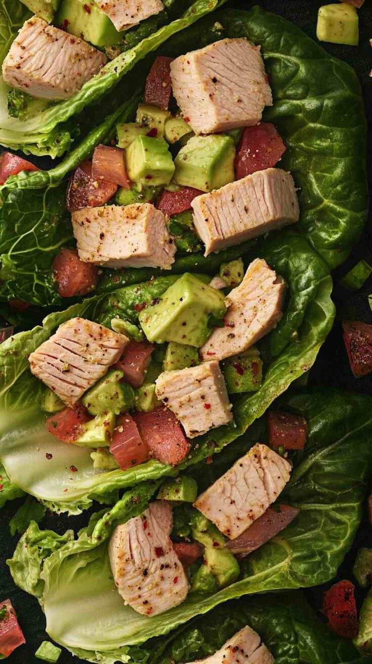 Turkey Lettuce Wraps with Avocado Salsa