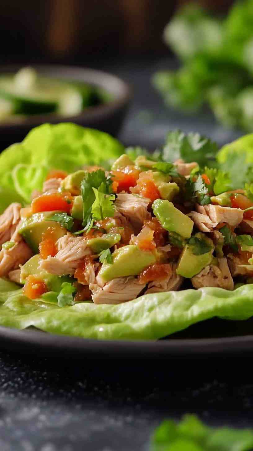 Turkey Lettuce Wraps with Avocado Salsa