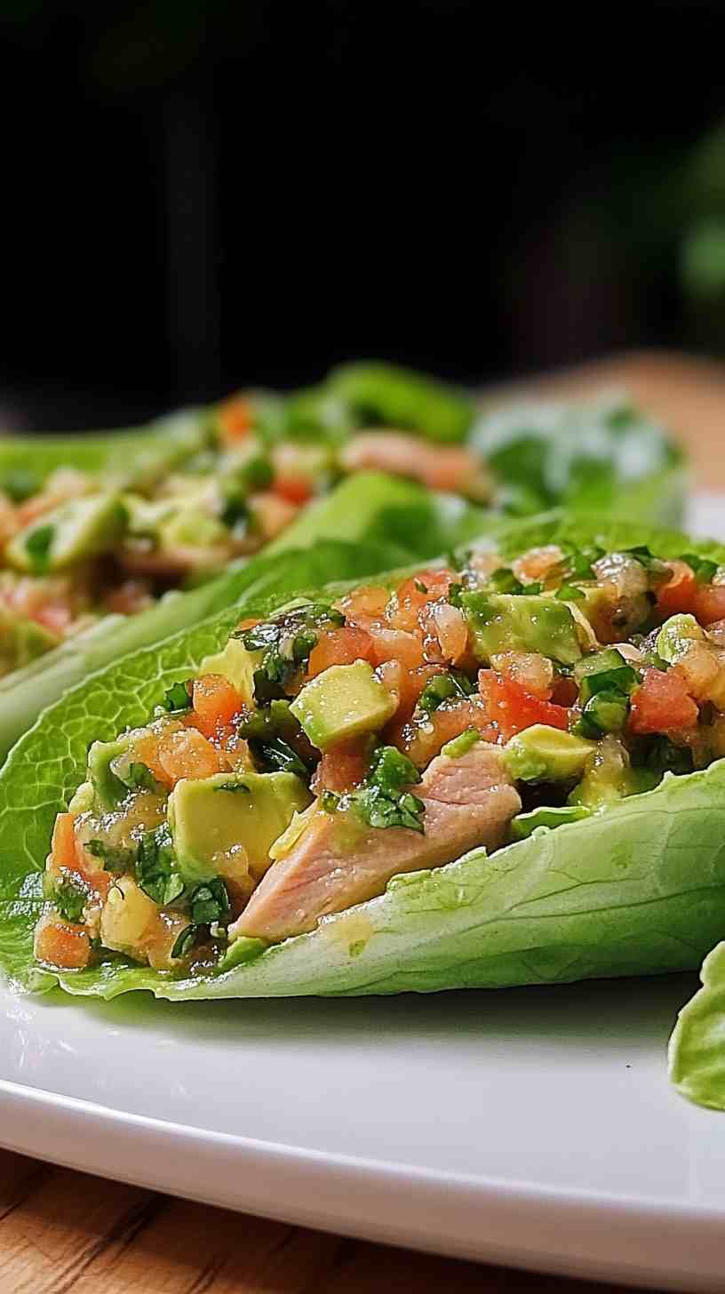 Turkey Lettuce Wraps with Avocado Salsa
