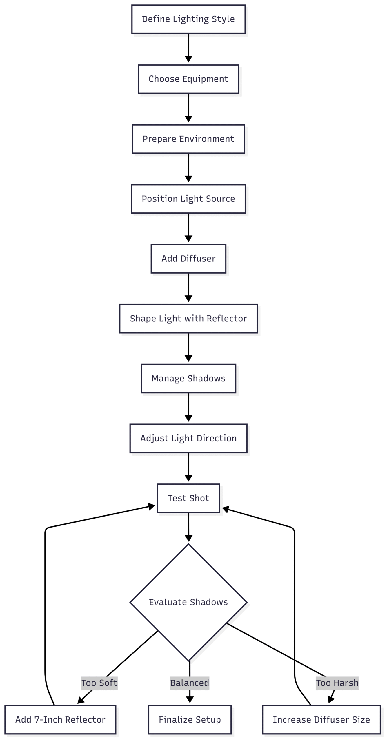 Chart: Lighting Setup Workflow