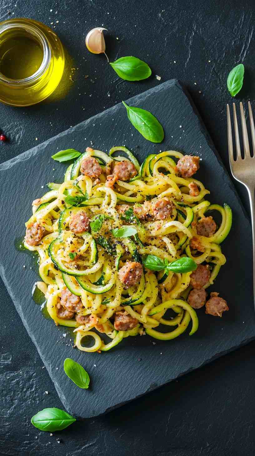 Zucchini Noodles with Turkey Sausage