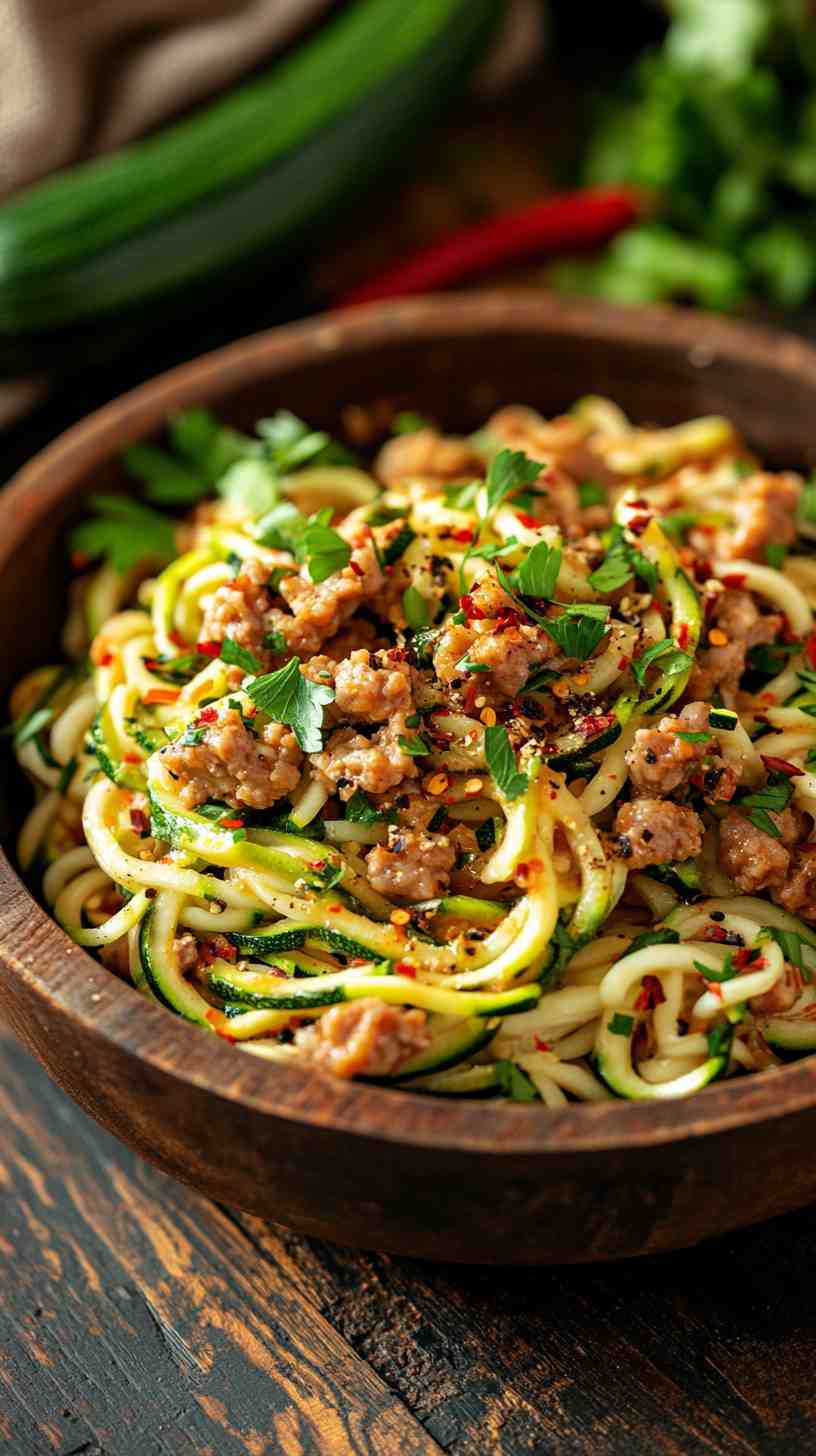 Zucchini Noodles with Turkey Sausage