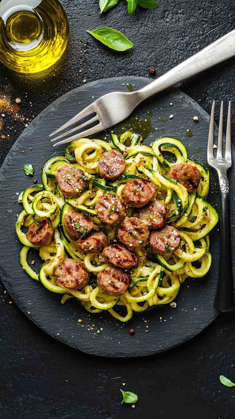 Zucchini Noodles with Turkey Sausage
