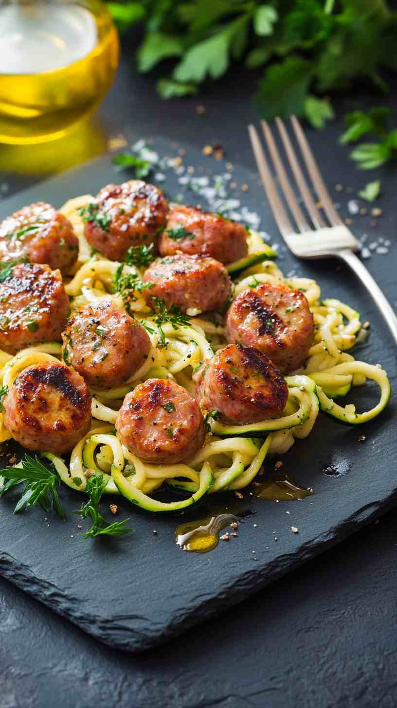 Zucchini Noodles with Turkey Sausage