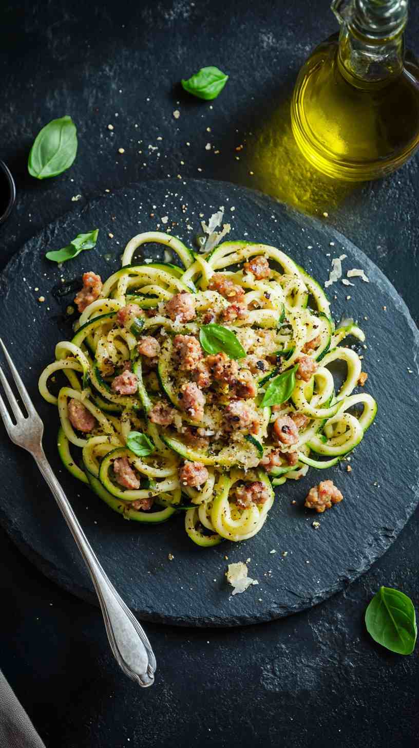 Zucchini Noodles with Turkey Sausage