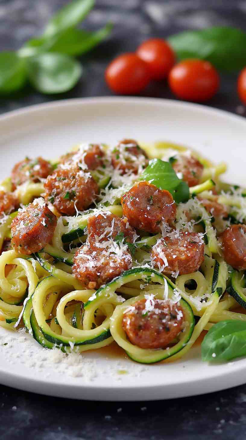 Zucchini Noodles with Turkey Sausage