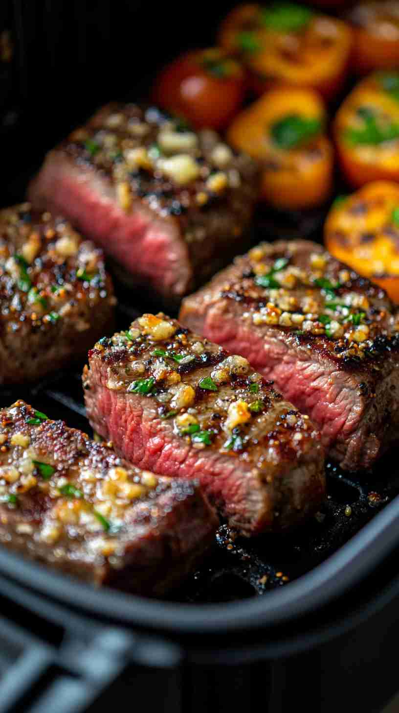 Air Fryer New York Strip with Garlic Parmesan Butter