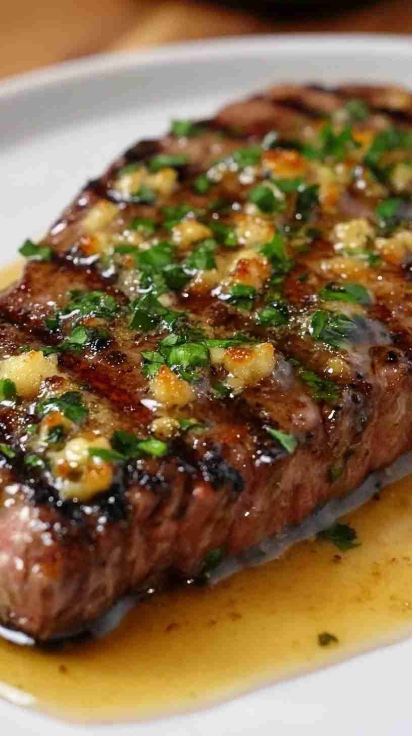 Air Fryer New York Strip with Garlic Parmesan Butter