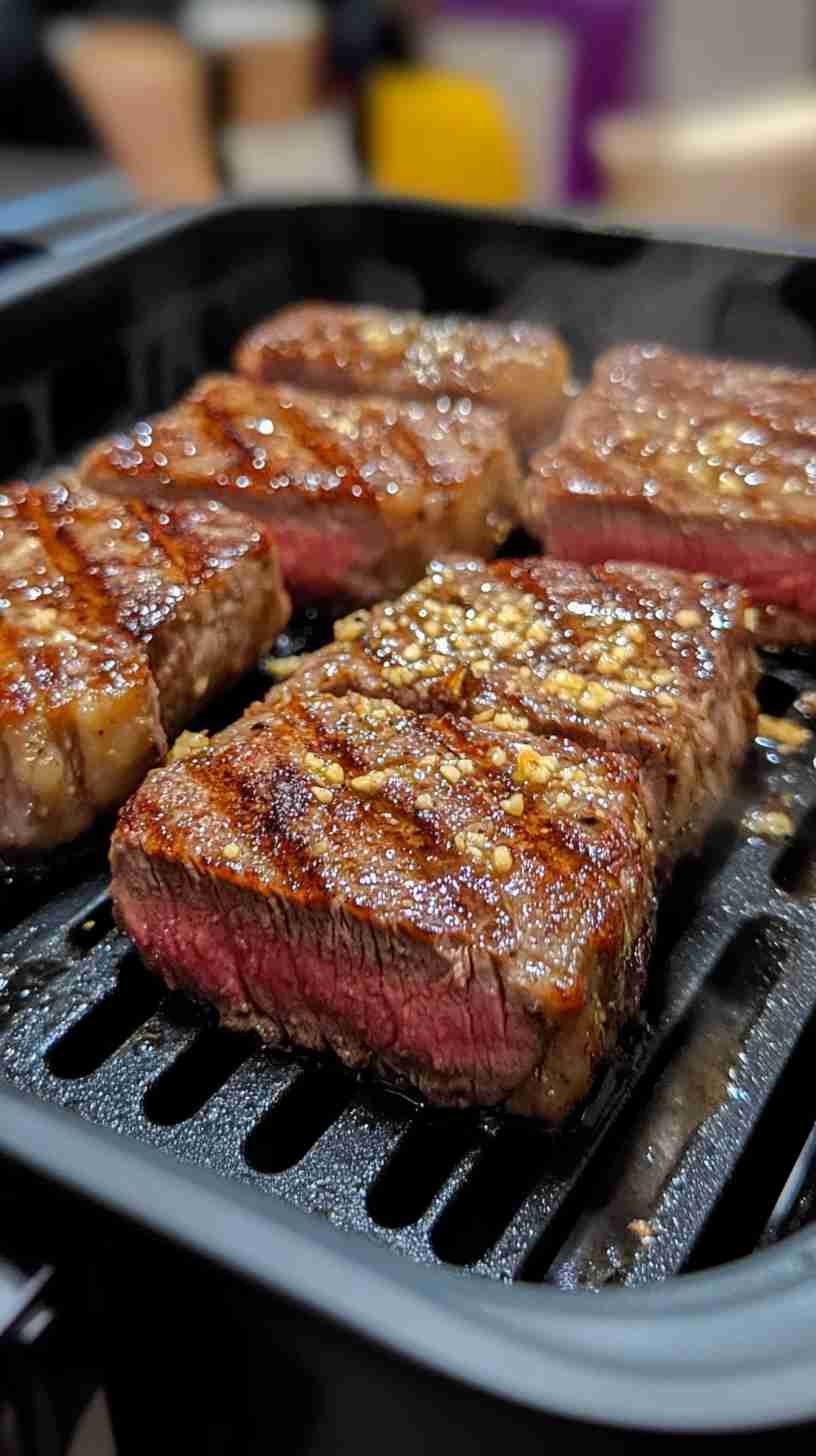 Air Fryer New York Strip with Garlic Parmesan Butter