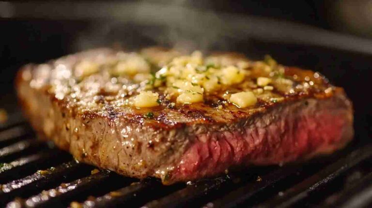 Air Fryer New York Strip with Garlic Parmesan Butter