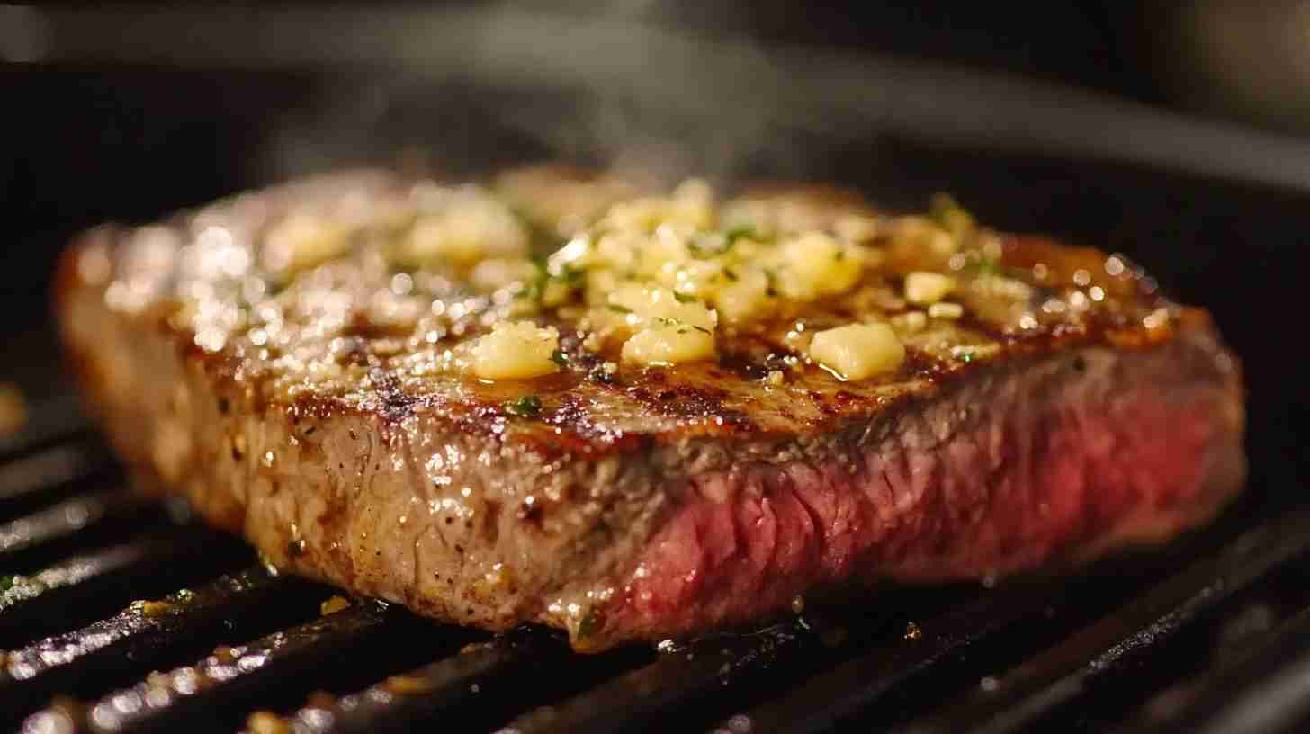Air Fryer New York Strip with Garlic Parmesan Butter
