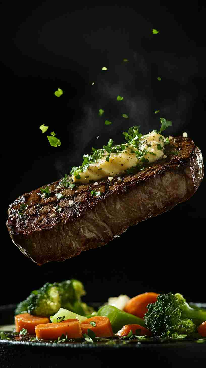Air Fryer New York Strip with Garlic Parmesan Butter
